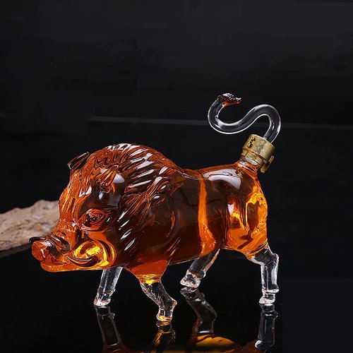 NF Animal Wine Decanters 1000ML Wild Boar Whiskey Decanter Glass Liquor Decanter For Scotch Vodka Whiskey Scotch Rum Tequila White