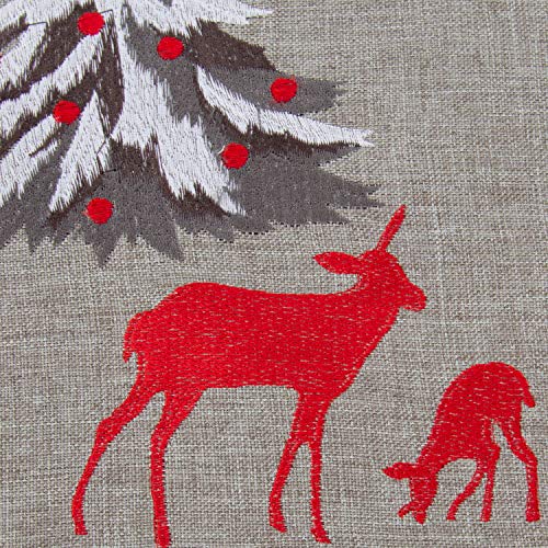 Pillow Perfect Christmas Scene Throw Pillow 16.5" Grey with Reindeer & Church