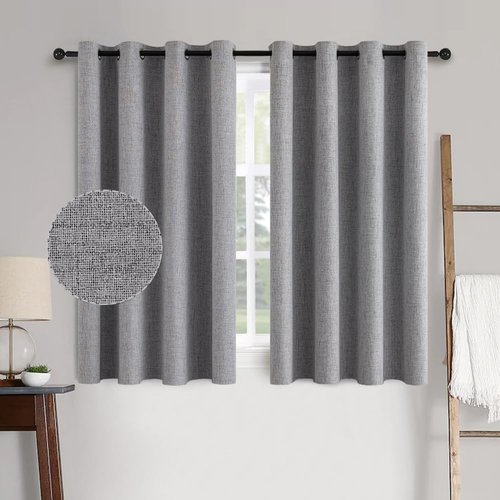 MIULEE Blackout Curtains - 100% Thermal Insulated Linen Texture Drapes | Grey, 52x63 Inch (2 Panels)