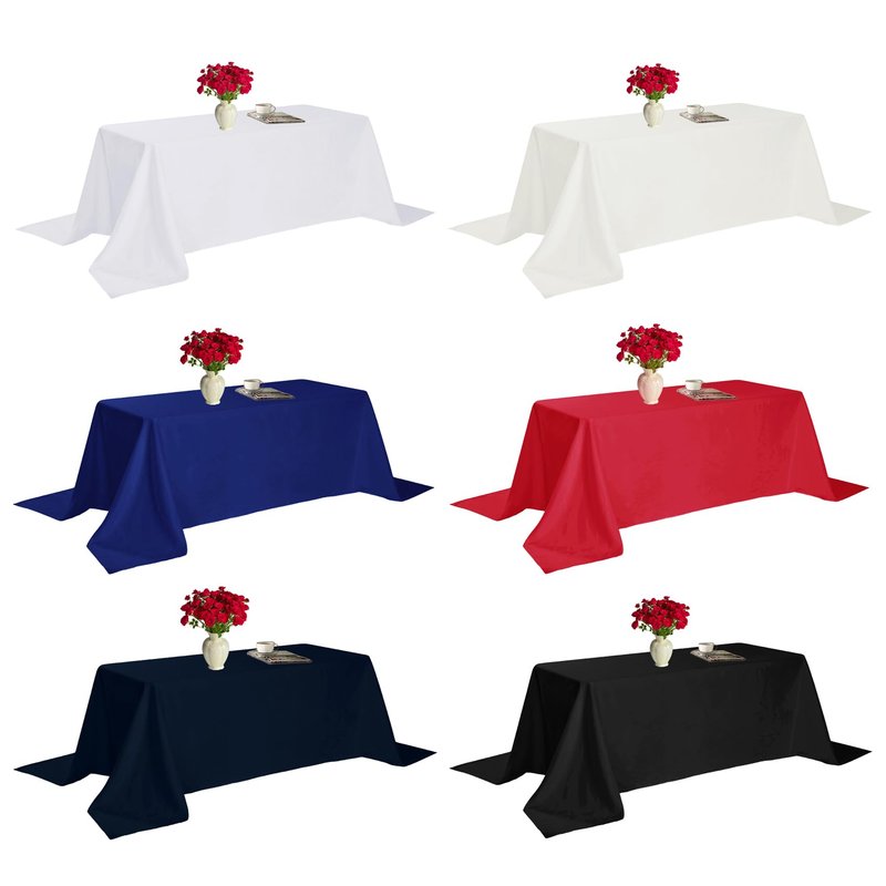 Fokitut 6 Pack Rectangle Tablecloth, 90x132 Inch, Stain Resistant and Wrinkle Polyester Table Cloth, Fabric Table Cover for Kitchen Dining, Wedding, Party, Holiday Dinner-Black