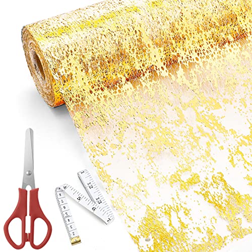 Tegeme Metallic Gold Table Runner 11 Inch x 99 Feet Glitter Foil Decor for Celebrations