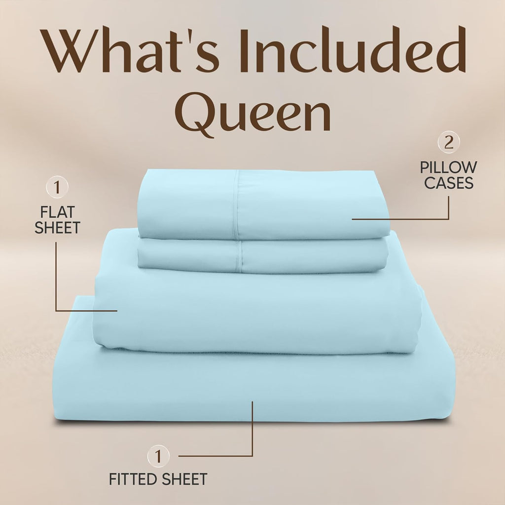 Utopia Bedding Queen Size Sheet Set - Soft, Breathable Microfiber | 4-Piece in Ice Blue