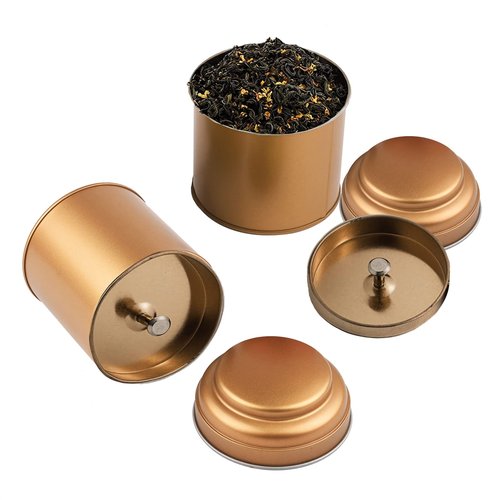 Merkaunis 6 Pack Tea Tin Canister with Airtight Double Lids for Loose Tea, Mini Tea Storage Containers Round Tin Canister for Storage Teas Bags Coffee Sugar
