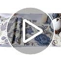 Blue Flower Table Runner for Dinner Party & Wedding Decor - Cream White & Blue, 12 x 33 Inch