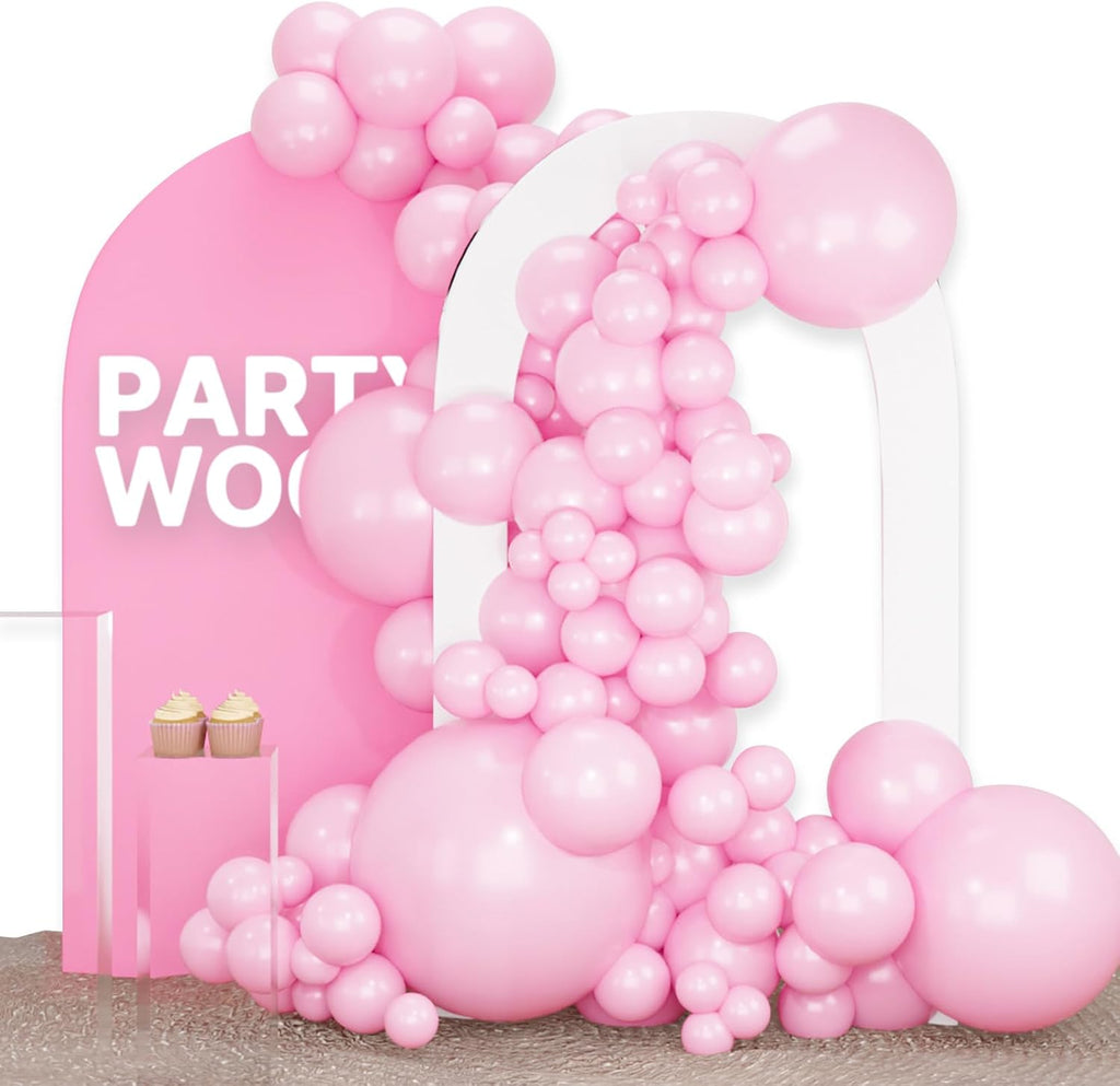 PartyWoo Baby Pink Balloons - 100 Pcs in Various Sizes for Baby Shower & Birthday Decor | Pastel Pink Arch Kit