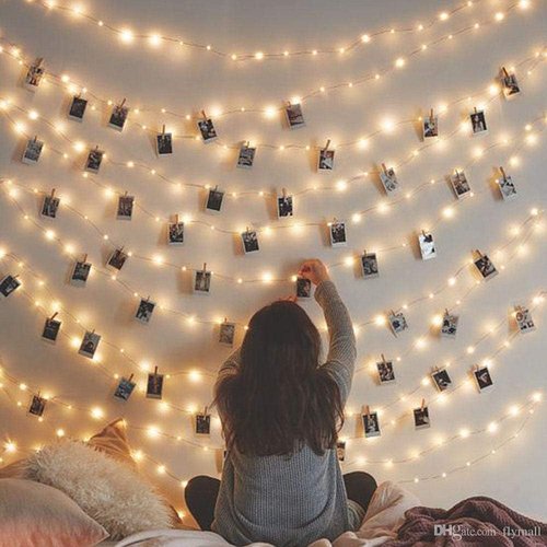 CozyHome - 5.5YD LED Photo String Lights with Clips & Timer Remote | Fairy Light Decor for Teen Rooms