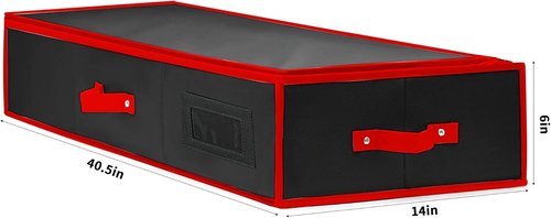 Juegoal Christmas Storage Organizer - 40.5 Inch Gift Wrapping Paper Storage with Interior Pockets | 2023 Upgrade Underbed Box, Tear-Proof Fabric