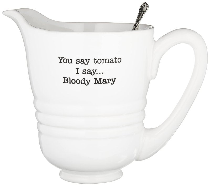 Mud Pie 4551021 80 oz Ceramic Bloody Mary Pitcher Set, White