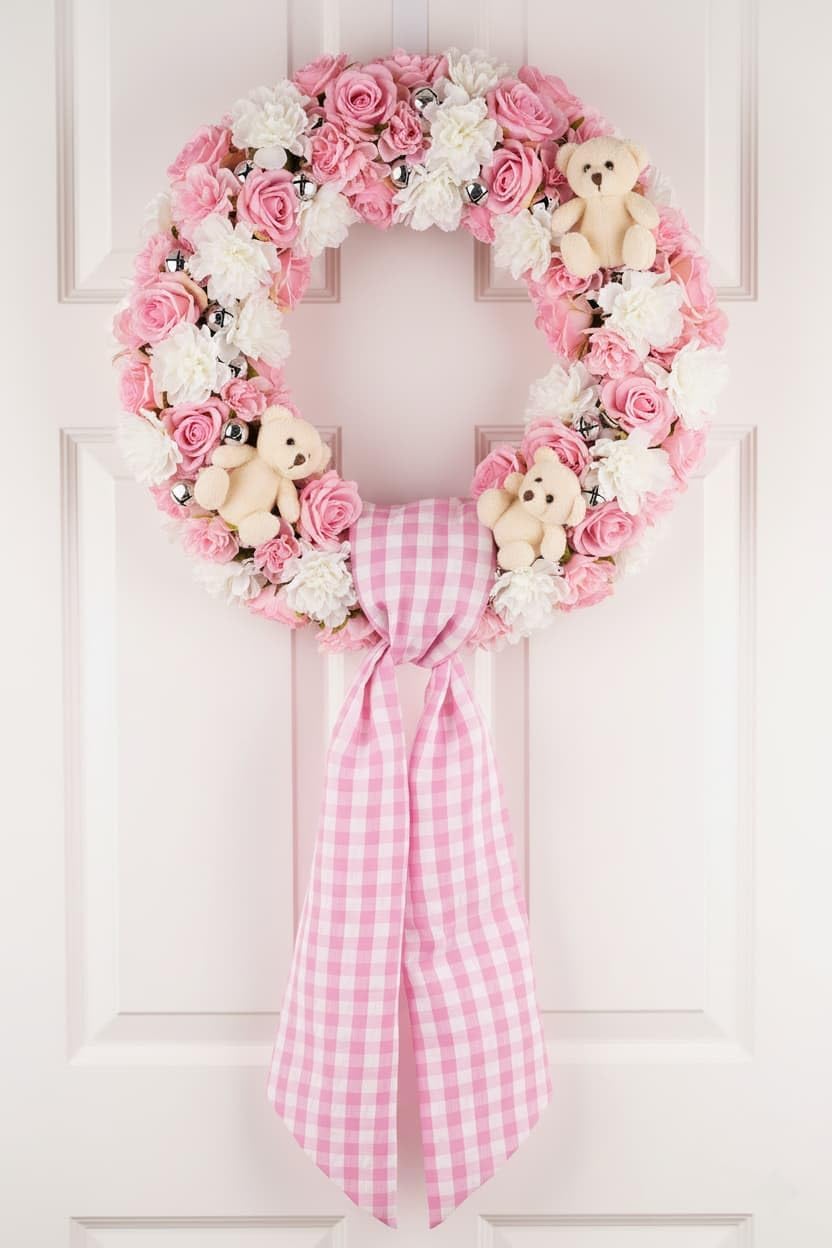 Skiennix Pink Plaid Wreath Sash - Versatile Front Door Decoration for Weddings & Holidays | Indoor/Outdoor Farmhouse Decor