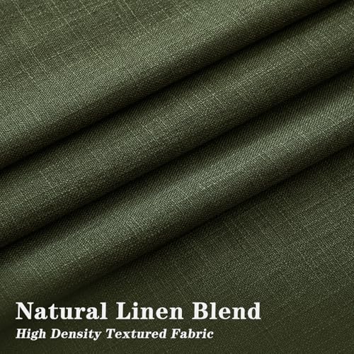 Olive Green Linen Pinch Pleated Blackout Curtains 40W x 95L (Pack of 2) – 95" Long