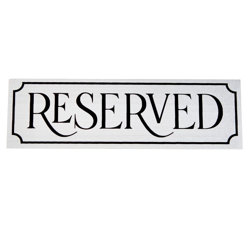 Juvale Reserved Table Signs - 12-Pack 5 x 2 x 1 in Etched Silver Metal - Reserved Seating Signs for Weddings, Restaurants & Parties