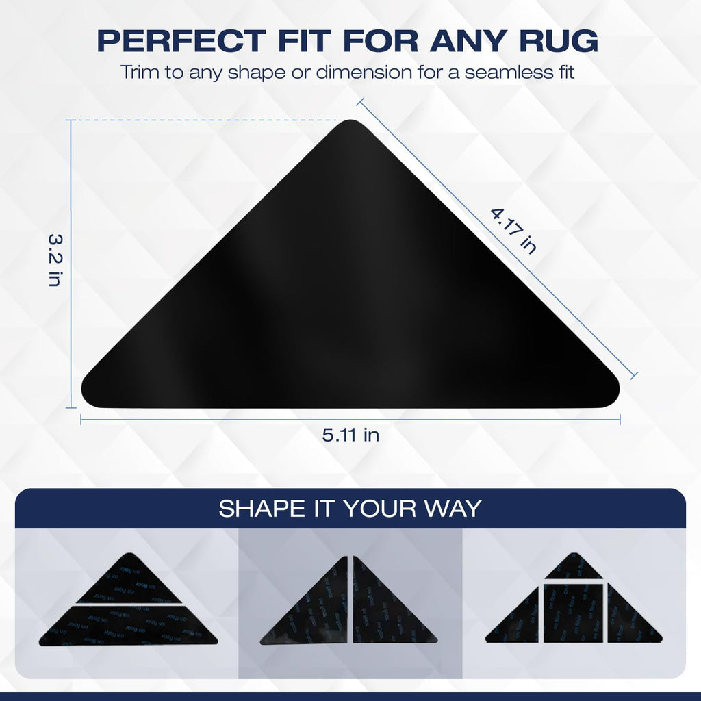 Skiennix Reusable Rug Grippers - Non-Slip Double-Sided Adhesive Pads for Hardwood & Tile | 8 Pieces