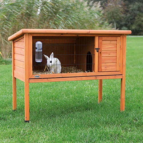 TRIXIE Natura Small Animal Rabbit Hutch with Run - Elevated Outdoor House for Bunny or Guinea Pig