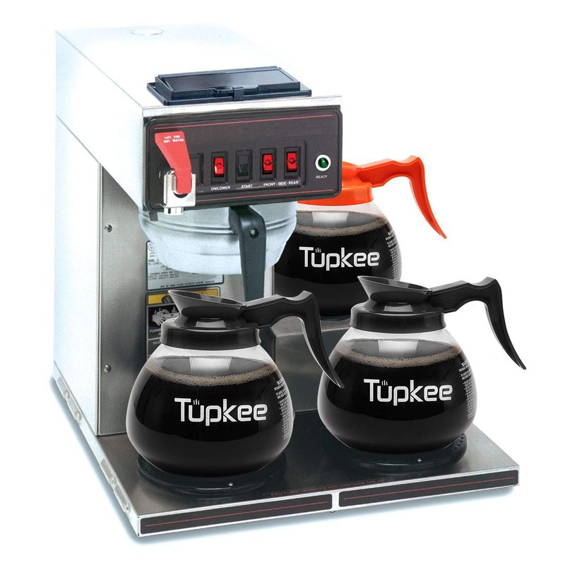 Commercial Coffee Pot Replacement Glass Coffee Pots Decanter Carafe -64 oz. 12-Cup, Set of 2 Orange Handle - Decaf