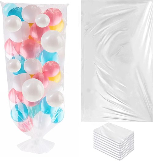Balloon Transport Bags 8 Pack - Heavy-Duty 98.4"x59" Clear Plastic Bags for Party Decorations