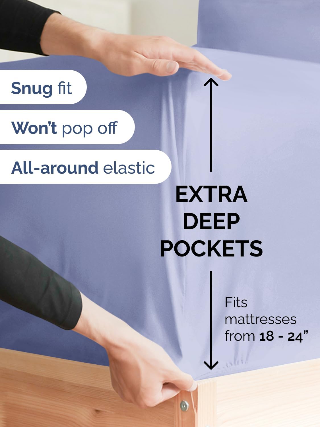 Skiennix Extra Deep Full Sheet Set | 6-Piece Breathable Cooling Bedding - Soft, Wrinkle-Free Lavender