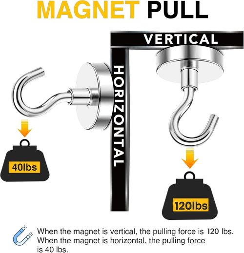 DIYMAG Magnetic Garage Hooks - Heavy-Duty 120lbs Capacity | 16-Pack Silver Wall Mount Magnets