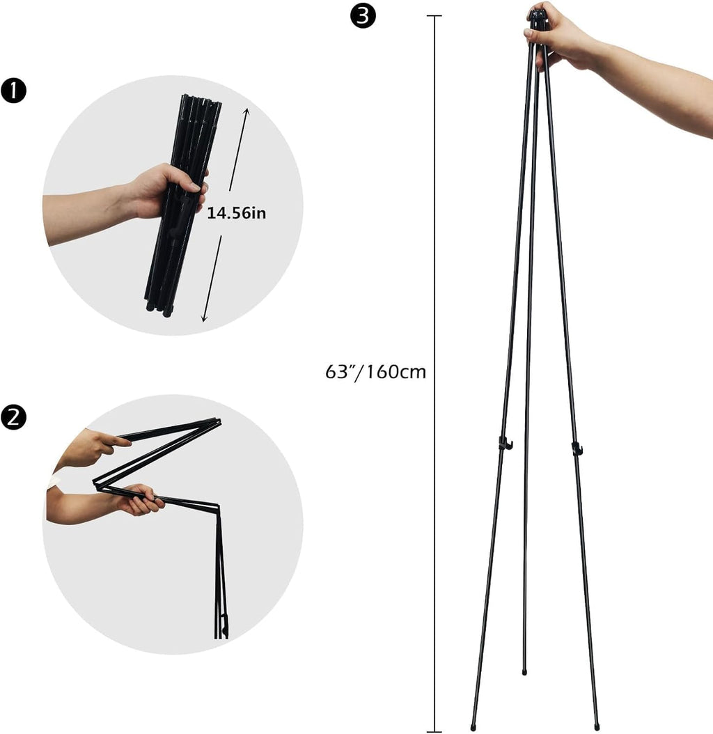 RRFTOK Easel Stand - 63'' Lightweight Portable Ground Tripod for Wedding Signs & Posters | Includes Carry Bag