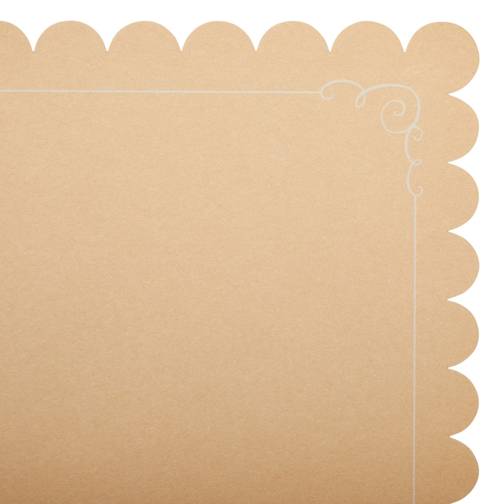 Juvale Scalloped Paper Placemats - Convenient Disposable Placemats - Elegant Table Settings - Paper Chargers for Dinner Plates - Brown, 10 x 14 in