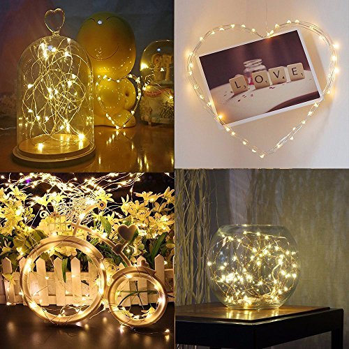 2-Pack Warm White LED Fairy Lights with Remote & Timer - 16.4ft Silver Wire