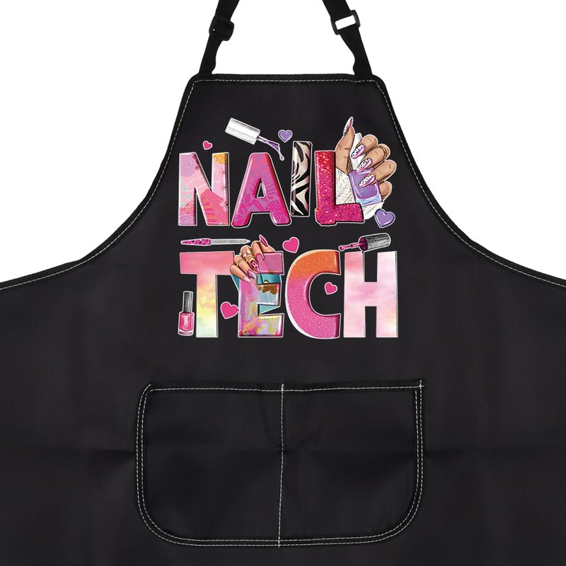 PXTIDY Nail Techs Apron With Pockets Nails Salon Gift Nail Tech Supplies Waterproof Aprons Adjustable Nail Technician Apron (NAIL TECH 2)