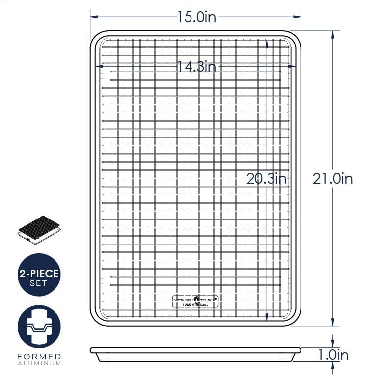 Nordic Ware Nonstick Big Sheet Pan - Oven Safe Aluminum Grid | 2-Piece Set