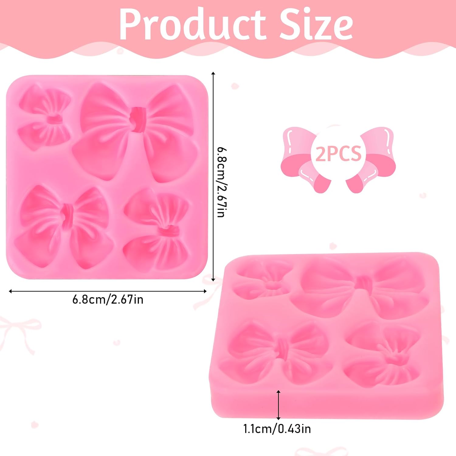 Skiennix Bow Chocolate Mold - 2 Pack Silicone Molds for Cake Pops & Fondant | Perfect for Weddings & Birthdays