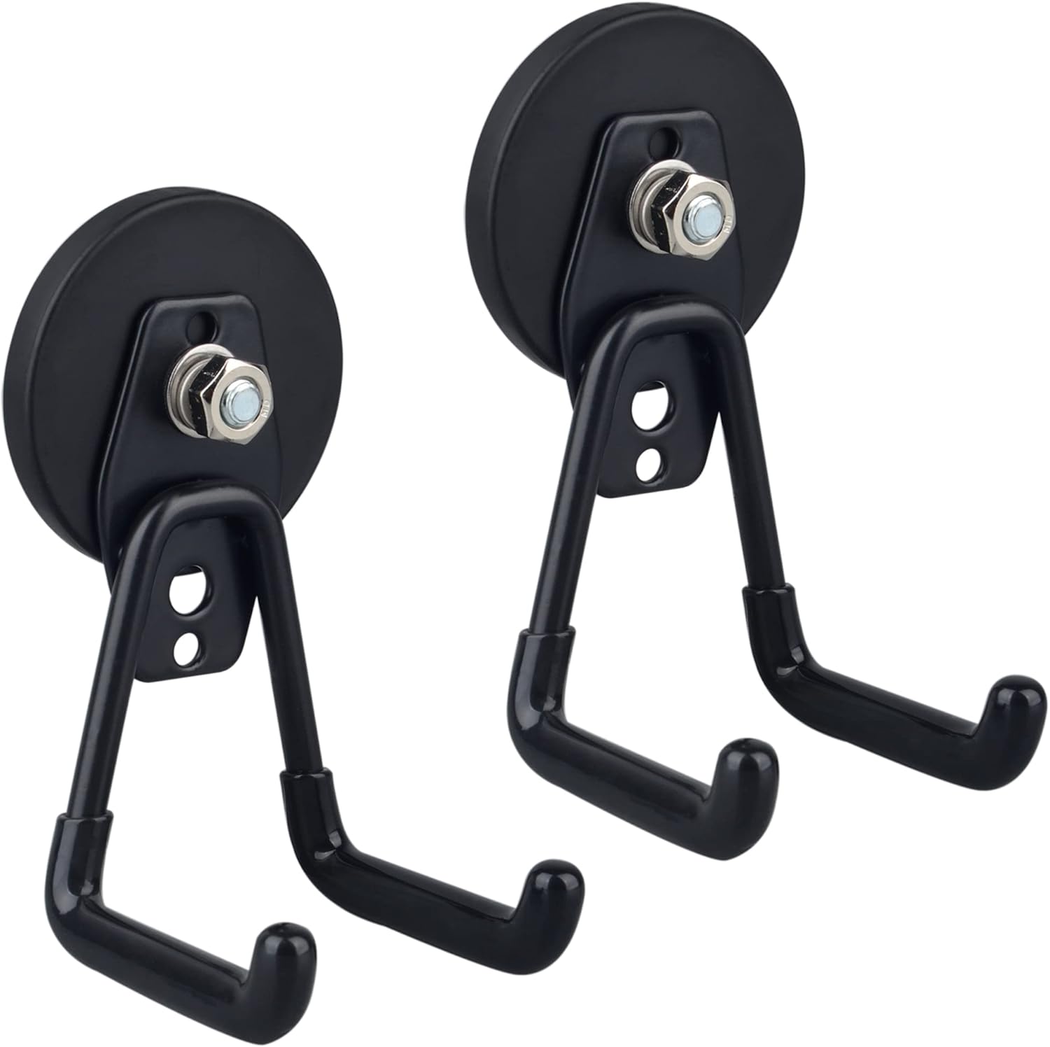 ULIBERMAGNET Large Magnetic Hooks - Heavy Duty Storage Solution for Tools & Garage | 2 Pack (Black)