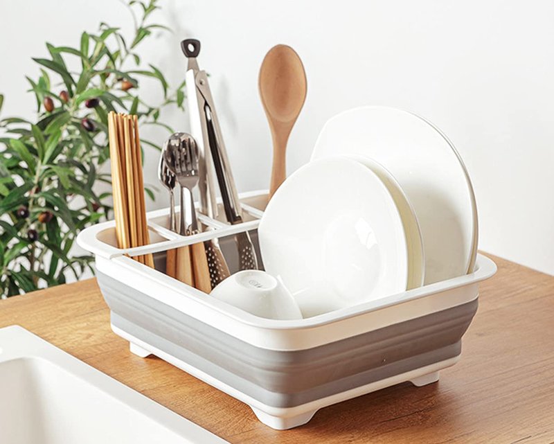 udNmlaiebot Drying Rack Kitchen, Dish Drying Rack, Dish Racks for Kitchen Counter, Dish Rack, Collapsible Dish Drying Rack—Suitable for Kitchens, motorhomes, Yachts, Campers (Off-White)