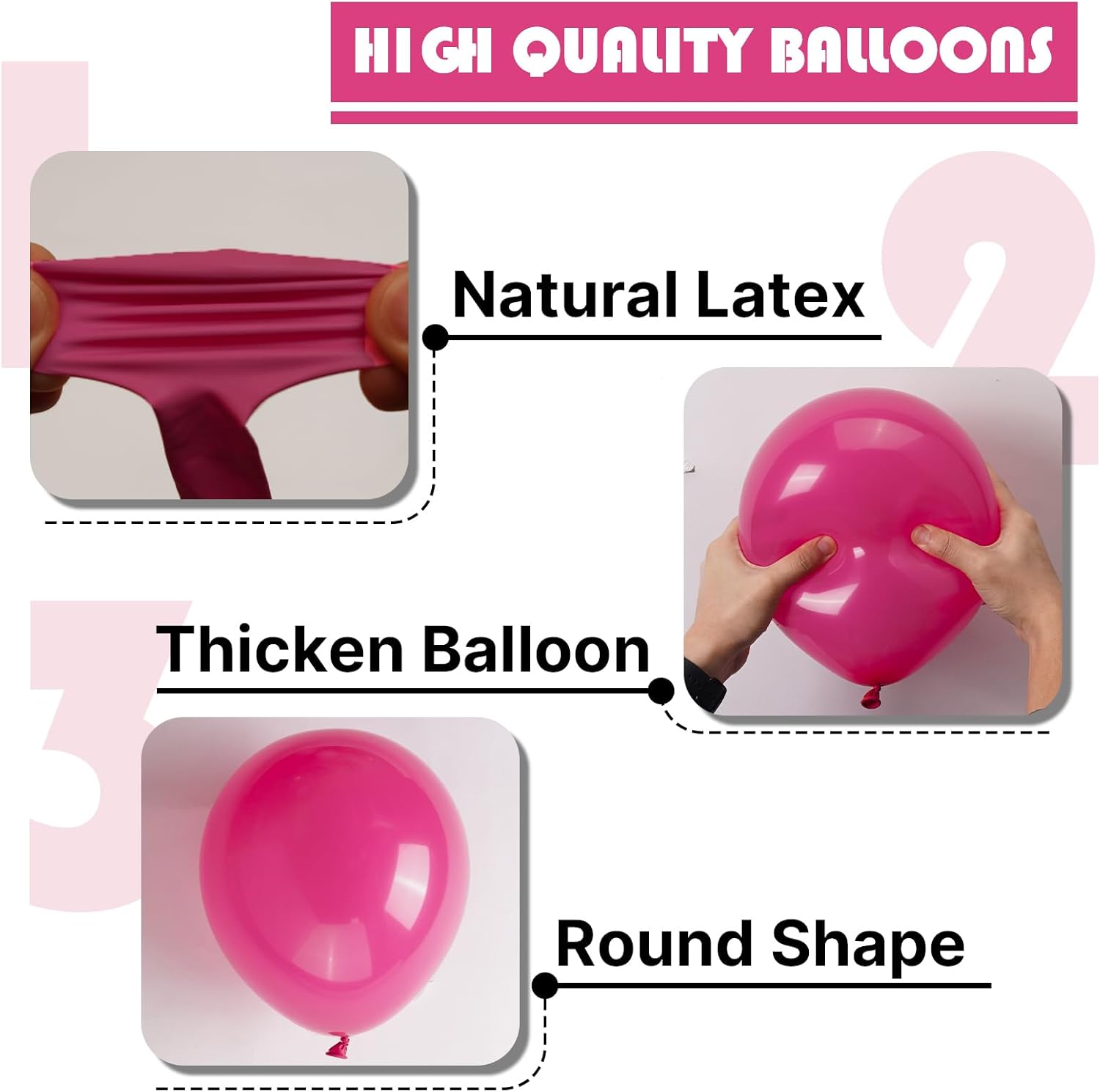 PartyWoo Hot Pink Balloon Arch Kit - 127pcs in Various Sizes for Baby Shower & Birthday Decor | Magenta Fuchsia