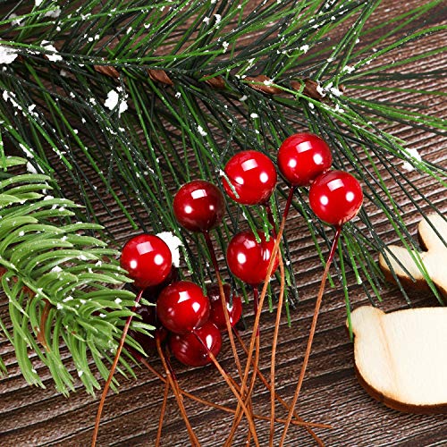100 Pack Artificial Holly Berries - Mini Wine Red Christmas Decor