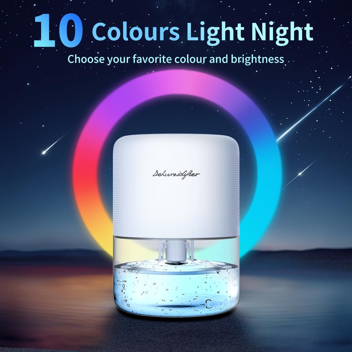 Skiennix Dehumidifier - Compact & Quiet 44oz Water Tank | Auto Defrost, 10 Colors, 4 Timers, 3 Modes