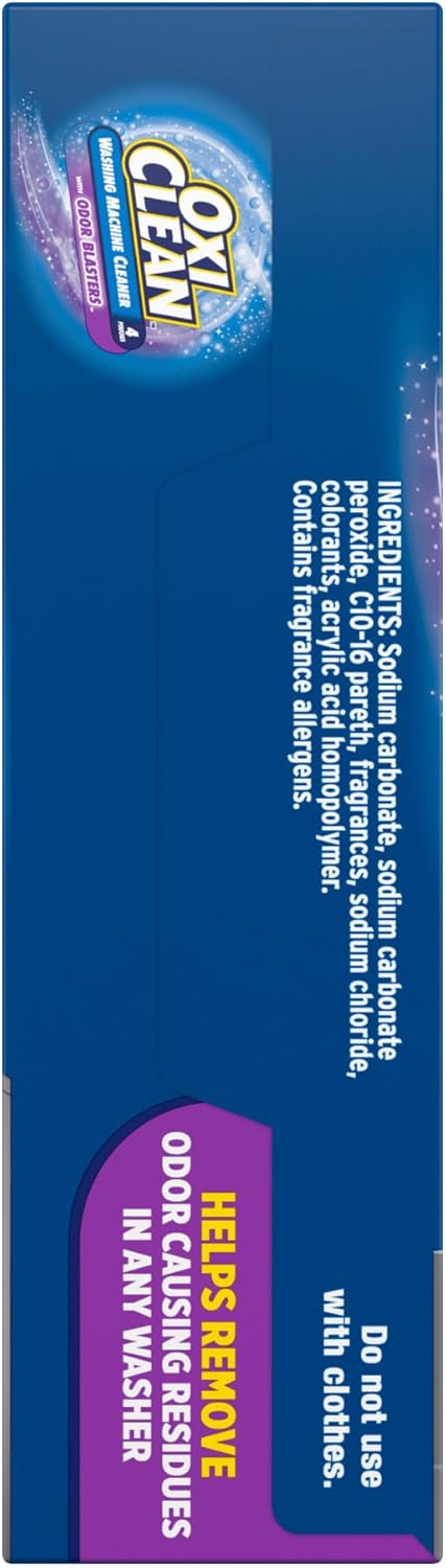 OxiClean Washing Machine Cleaner - Powerful Odor Blasters | 4 Count Pack