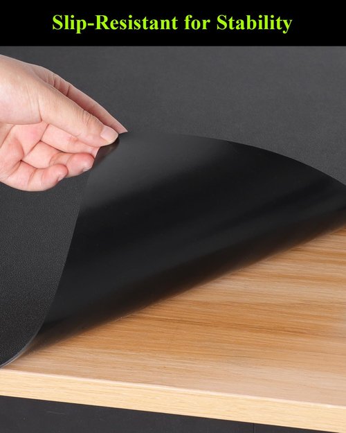 Furkit Black Plastic Table Cover Protector, 42" x 96" Waterproof Easy Flat PVC Desk Pad Mat, 1.5mm Thick Rectangle Vinyl Table Top Protector for Dining Room Table, Office, Dresser