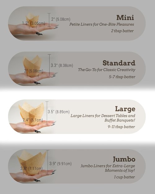 Bake Choice Extra Large Natural Tulip Cupcake Liners - 100 Pcs | Perfect for Baking & Parties