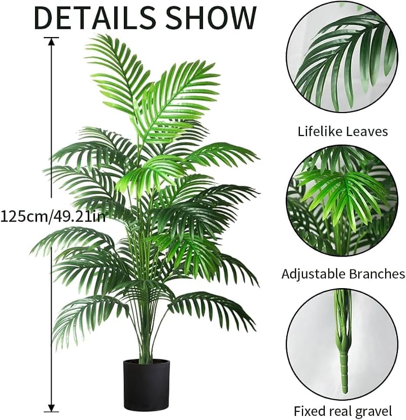 Large Artificial Palm Trees - 4ft Fake Tropical Plants (2pcs)