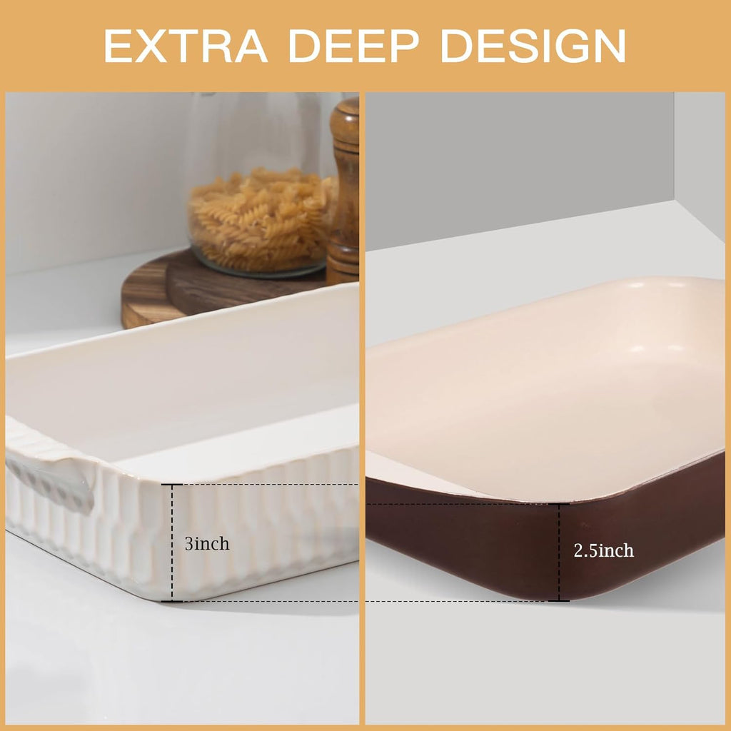 Regine Switzerland 4.7QT Casserole Dish - Large 9x13” Ceramic Baking Pan with Handles for Easy Serving