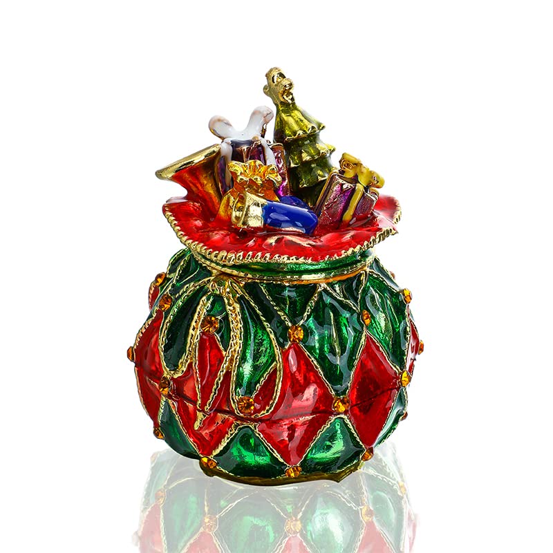 Yu Feng Christmas Ball Jewelry Trinket Box with Enamel & Gemstones