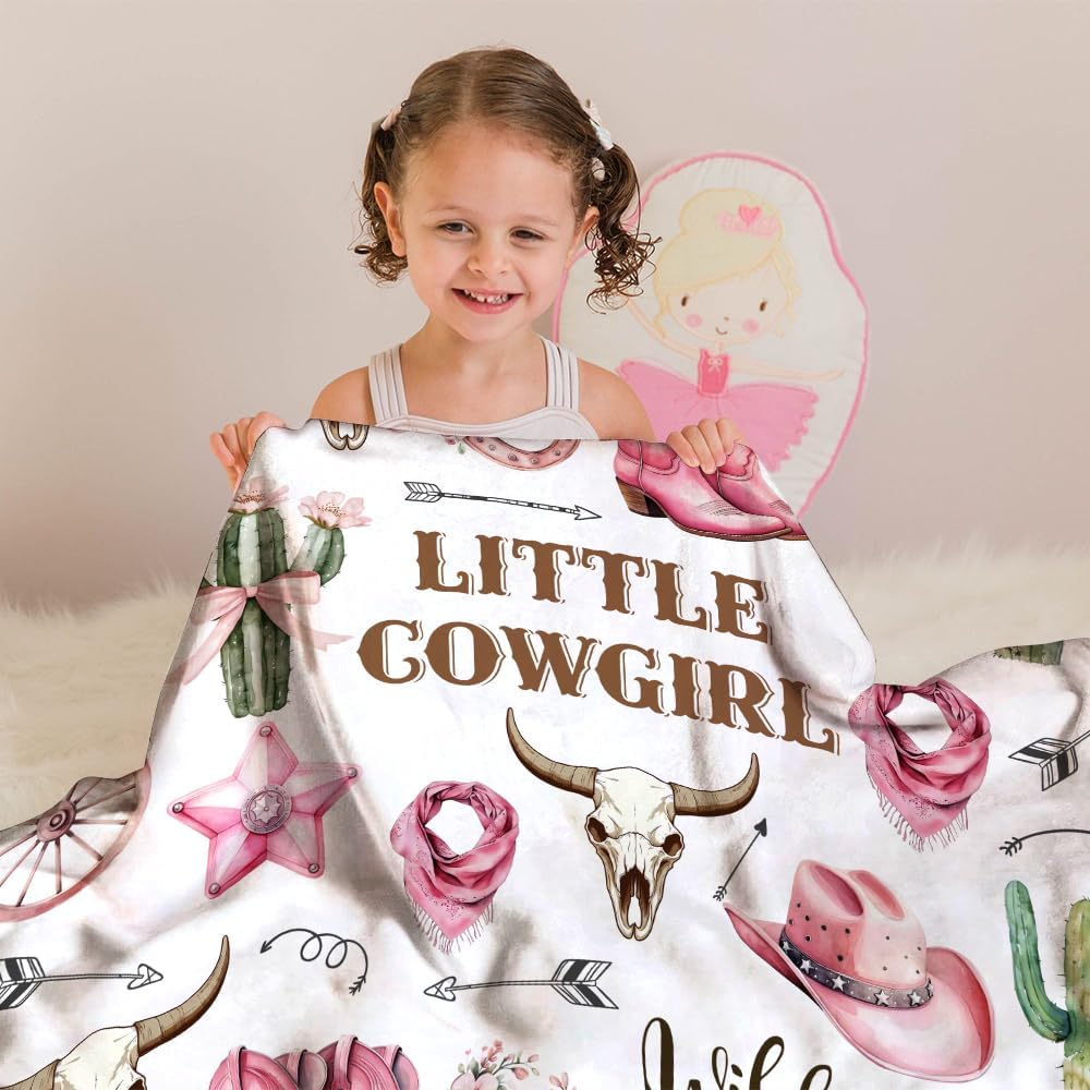 Skiennix Western Baby Blanket - Soft Cowgirl Minky Blanket for Nursery Decor | Lightweight & Warm