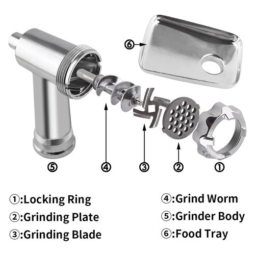 Joyparts MG-50 Meat Grinder Attachment,Compatible with Cuisinart Stand Mixer SM-50 and SMD-50 Series(Stainless Steel Sausage stuffer Tubes)