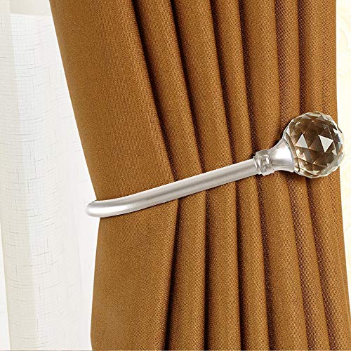 Metal Curtain Holdbacks with Crystal Ball, 2-Pack Heavy Duty Wall Hooks