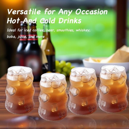 TANMESSO 2 Pcs Ribbed Glass Cups, 18oz Vintage Ripple Drinking Glasses Glassware for Iced Coffee, Juice, Milk, Cocktails, Water, Cold Beverages