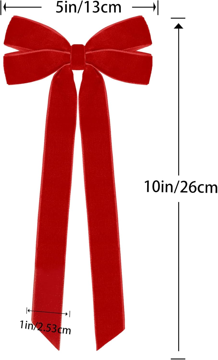 Red Velvet Ribbon Bows by [Brand Name] - 12 Pcs Christmas Tree Decorations | 5in x 10in Holiday Ornaments