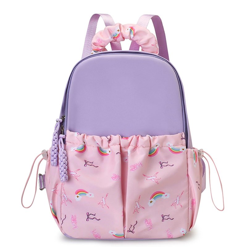 Yitengteng Ballet Backpack Rainbow Prints,Ittle Girls Ballerina Bag,Adorable Pink Kids Backpack for Kindergarten or Primary School (Purple)
