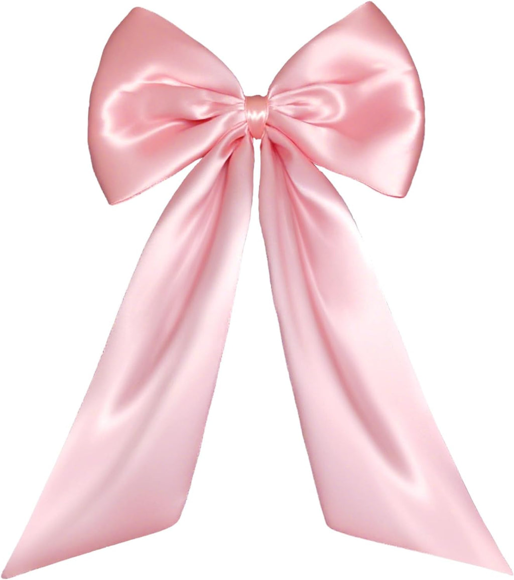 Skiennix Large Pink Bow - Elegant Satin Ribbon Tie for Birthday, Baby Shower & Bridal Decor | 23 x 32 in