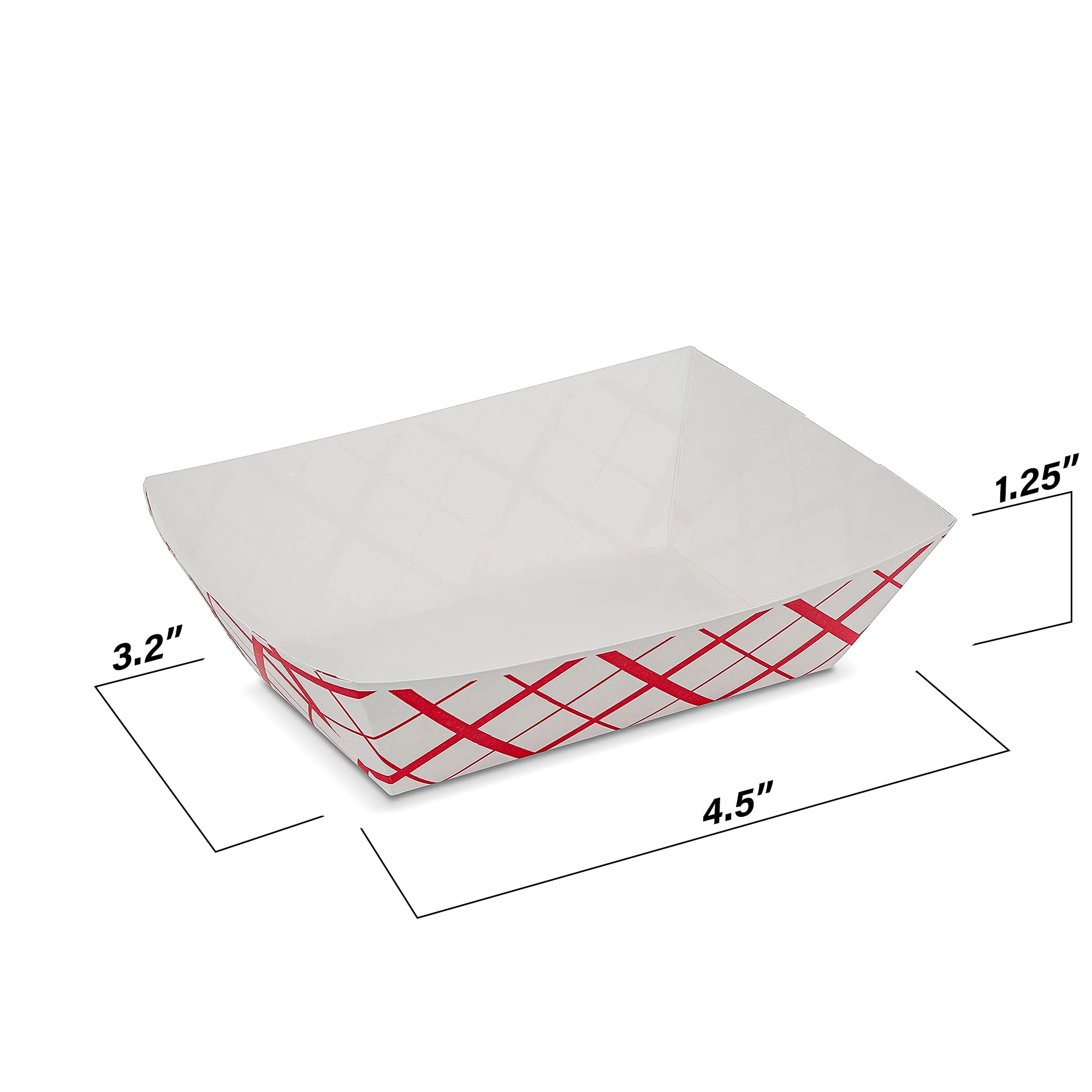 MT Products Small 1/2 lb Disposable Paper Food Trays – 100 Pack – Grease-Resistant Plaid Paper Boats for Snacks, Fries & Desserts – Made in the USA