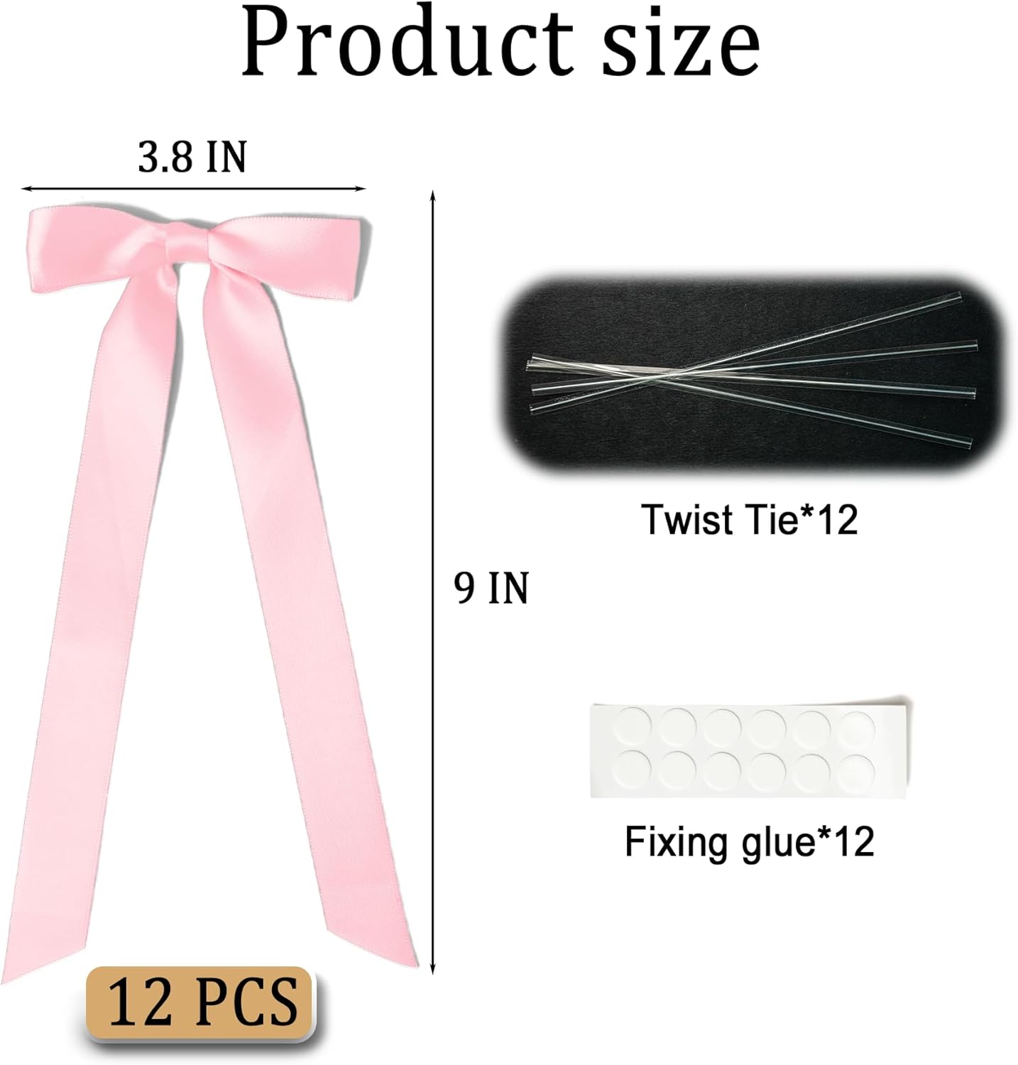 Skiennix 10-Inch Pink Satin Ribbon Bows - 12 Pcs for Candlestick Decor & Gift Wrapping