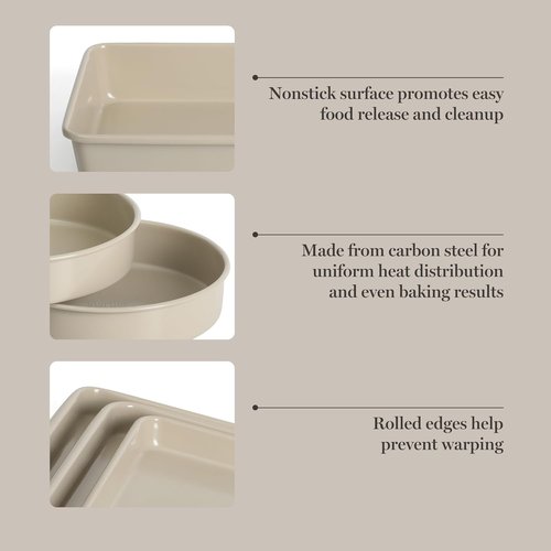 Martha Stewart Gallen 10-Piece Non-Stick Bakeware Set | Ceramic, PFA-Free & Non-Toxic - Taupe