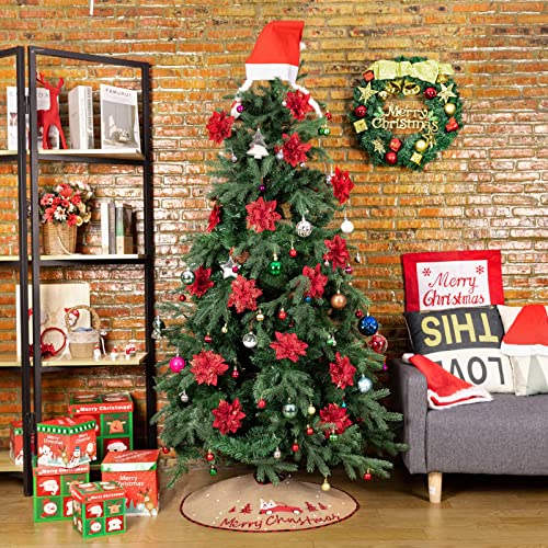 N&T NIETING Red Truck Burlap Christmas Tree Skirt 30 Inch – Rustic Letter Print