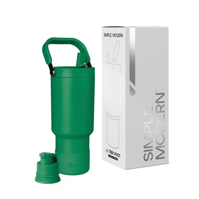 Simple Modern Trek Pivot | 30oz Flip Straw Tumbler with Handle | Water Bottle & Boot | Interchangeable Straw & Chug Lids | Insulated Stainless Steel Jug | Gym Sports Outdoors | Kelly Green